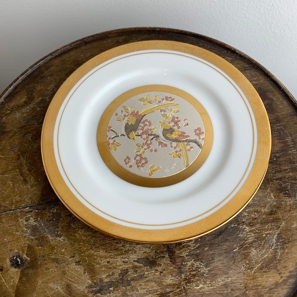 The Art of Chokin 24KT Gold Rim Birds & Flowers Design 6.5" Decorative Plate - Picture 3 of 6